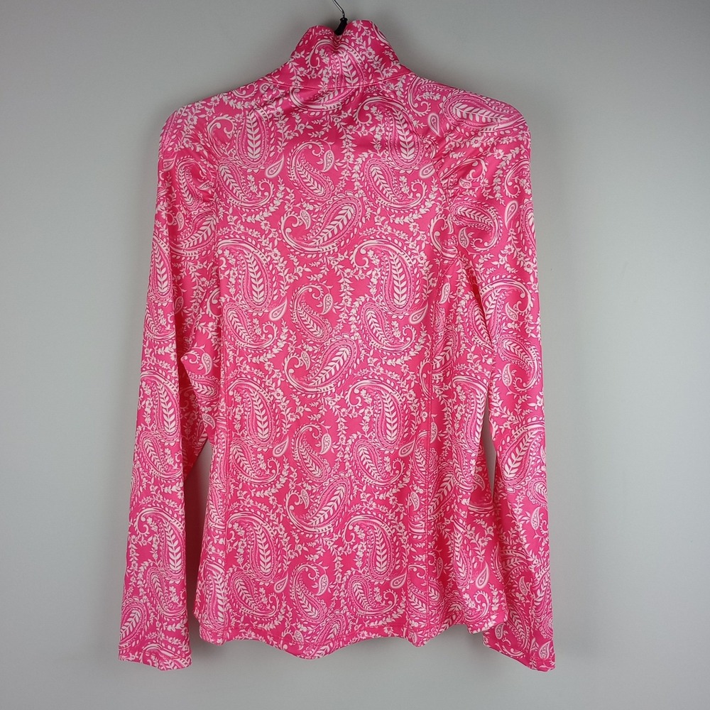 Dear Scarlett Womens L Pink Paisley Quarter Zip Pullover Marina E007 Top - Picture 2 of 7